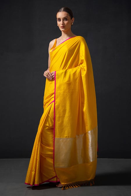 Sacred Weaves Geometric Tanchoi Woven Saree 