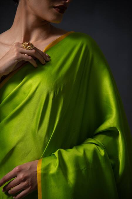 Sacred Weaves Green Satin Zari Floral Butti Saree at Aza Fashions Sacred Weaves_Green Satin Zari Floral Butti Saree_at_Aza_Fashions