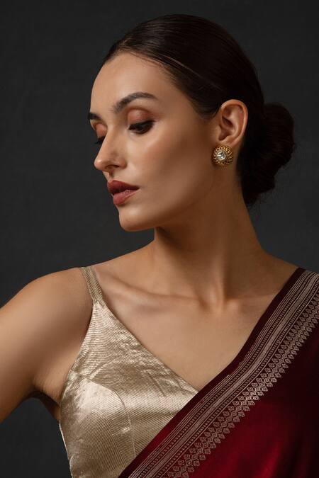 Sacred Weaves Brown Satin Embroidery Floral Bloom Butti Saree Online at Aza Fashions Sacred Weaves_Brown Satin Embroidery Floral Bloom Butti Saree_Online_at_Aza_Fashions