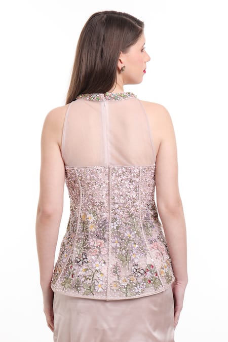 Isha Regalia Hand Embroidered Top & Draped Skirt Set 