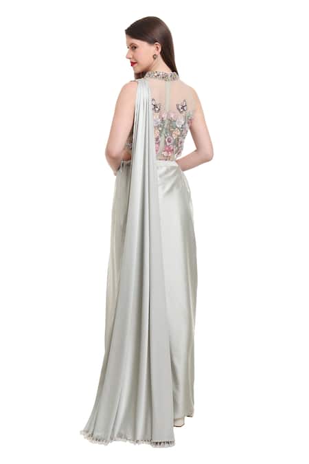 Isha Regalia Green Pre-Draped Saree & Embroidered Bodysuit 