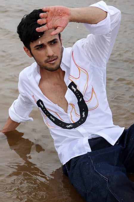 Noonoo Abstract Embroidered White Shirt 