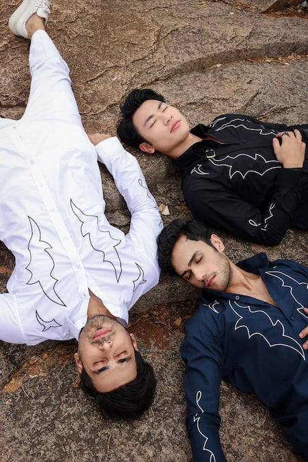 Buy Noonoo White Gingham Embroidery Abstract Thread Shirt Online at Aza Fashions Buy_Noonoo_White Gingham Embroidery Abstract Thread Shirt _Online_at_Aza_Fashions