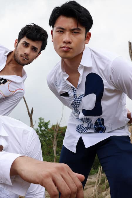 Buy Noonoo White Cotton Embroidery Patchwork Shirt Online at Aza Fashions Buy_Noonoo_White Cotton Embroidery Patchwork Shirt _Online_at_Aza_Fashions