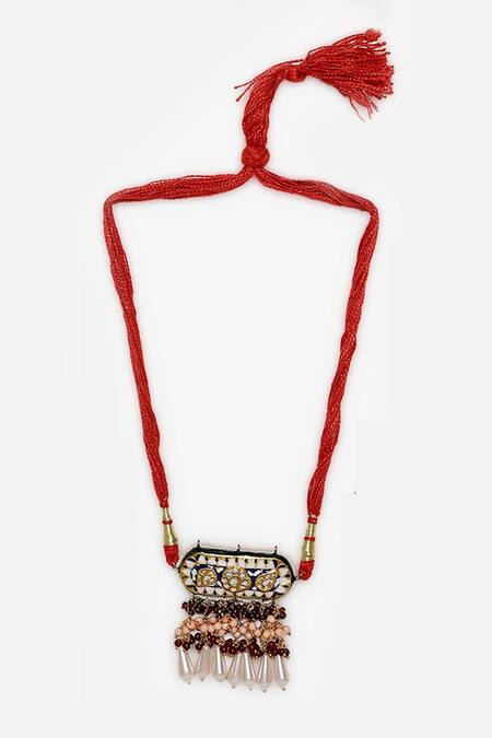 Shop_Dugran By Dugristyle_Multi Color Gold Plated Kundan Pearl Bajuband _Online_at_Aza_Fashions