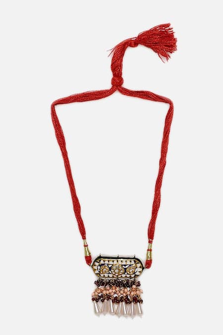 Shop_Dugran By Dugristyle_Multi Color Gold Plated Kundan Pearl Bajuband _at_Aza_Fashions