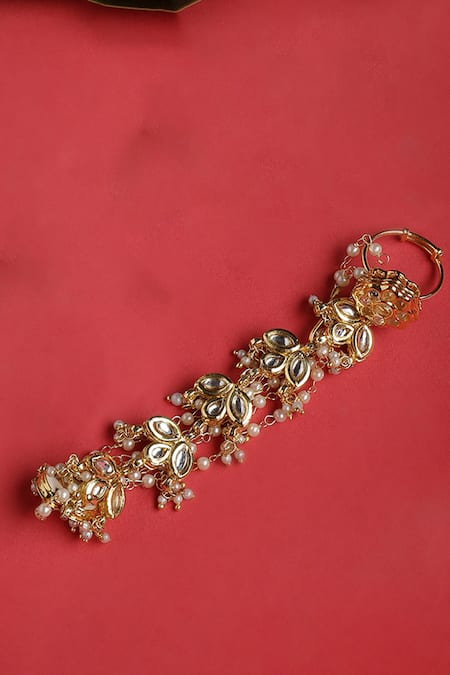 Dugran By Dugristyle Embellished Gold Plated Hathphool 