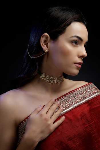 Dugran By Dugristyle Geometric Cutwork Gold Choker
