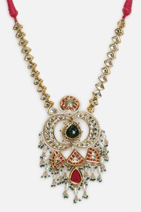 Dugran By Dugristyle_Multi Color Gold Plated Fusion Pendant Necklace _Online_at_Aza_Fashions
