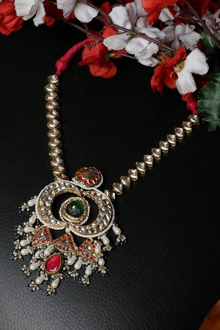 Buy_Dugran By Dugristyle_Multi Color Gold Plated Fusion Pendant Necklace _Online_at_Aza_Fashions