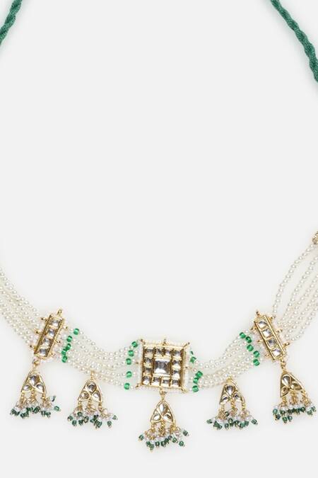 Dugran By Dugristyle Gold Plated Kundan Pearl Embellished Choker Online at Aza Fashions Dugran By Dugristyle_Gold Plated Kundan Pearl Embellished Choker _Online_at_Aza_Fashions