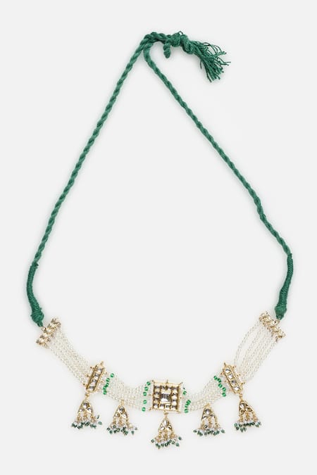 Shop Dugran By Dugristyle Gold Plated Kundan Pearl Embellished Choker at Aza Fashions Shop_Dugran By Dugristyle_Gold Plated Kundan Pearl Embellished Choker _at_Aza_Fashions