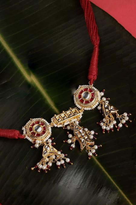 Shop_Dugran By Dugristyle_Gold Plated Kundan Embellished Choker _Online_at_Aza_Fashions