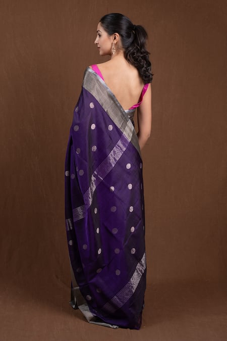 Devissha Geometric Woven Purple Saree 