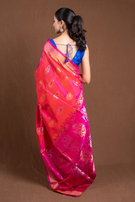 Devissha Floral Paisley Woven Pink Saree 