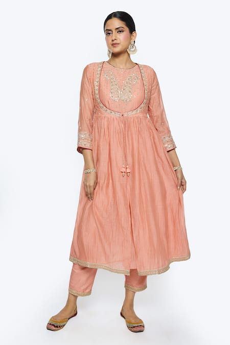 Buy Sinjhar Pink Silk Organza, , Silk, Chanderi, Satin Hand Angarkha Kurta Set Online at Aza Fashions Buy_Sinjhar_Pink Silk Organza, , Silk, Chanderi, Satin Hand Angarkha Kurta Set _Online_at_Aza_Fashions