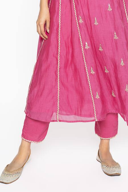 Sinjhar Pink Chanderi, Organza, Cotton, Embroidery, Sequins Hand Anarkali Set at Aza Fashions Sinjhar_Pink Chanderi, Organza, Cotton, Embroidery, Sequins Hand Anarkali Set _at_Aza_Fashions