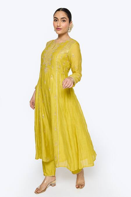 Buy Sinjhar Yellow Chanderi, Organza, Cotton, Embroidery, Hand Anarkali Set Online at Aza Fashions Buy_Sinjhar_Yellow Chanderi, Organza, Cotton, Embroidery, Hand Anarkali Set _Online_at_Aza_Fashions