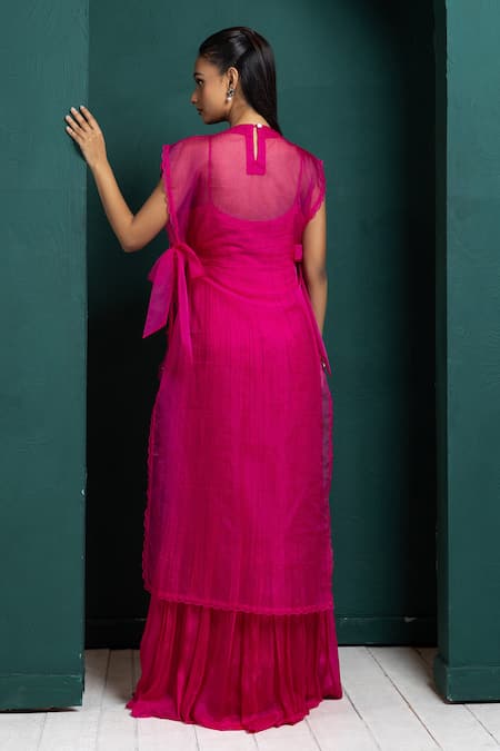 Smriti By Anju Agarwal Floral Embroidered Cape & Gown Set 