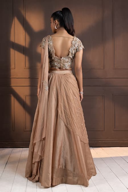 Smriti By Anju Agarwal Embroidered Draped Lehenga Set 