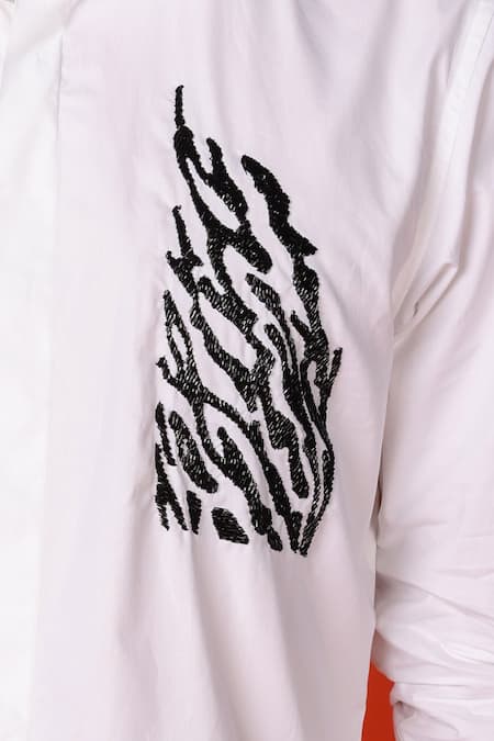 Noonoo_White Cotton Cut Work Cutdana Embroidered Shirt _Online_at_Aza_Fashions