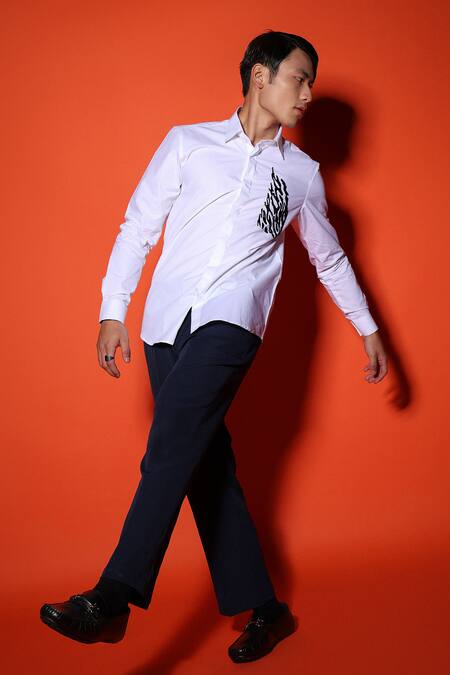 Shop_Noonoo_White Cotton Cut Work Cutdana Embroidered Shirt _Online_at_Aza_Fashions