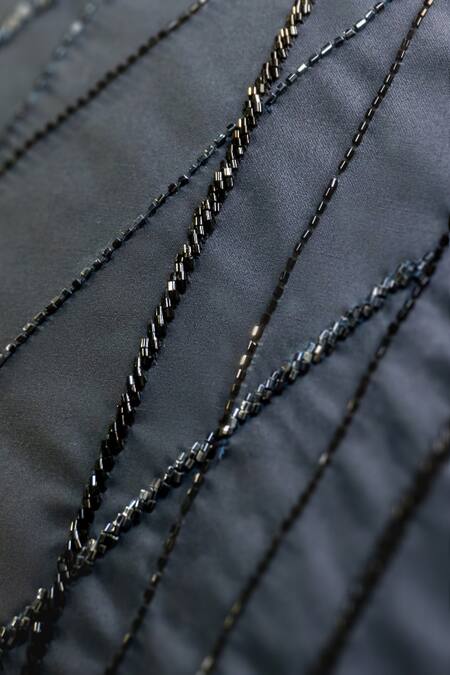 Noonoo_Black Cotton Cut Work Shooting Star Placement Embroidered Shirt _at_Aza_Fashions