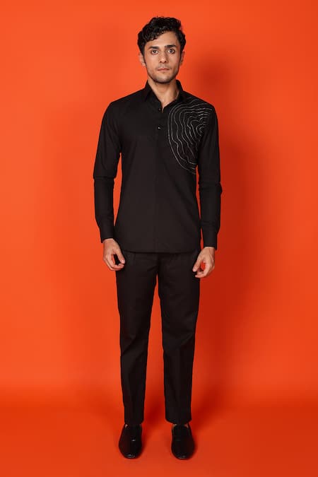 Noonoo Bead Embroidered Black Shirt 