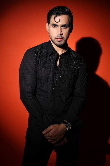 Noonoo Cutdana Embroidered Black Shirt 