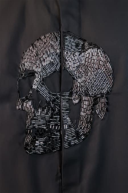 Buy_Noonoo_Black Cotton Cut Work Cutdana Embroidered Shirt _Online_at_Aza_Fashions