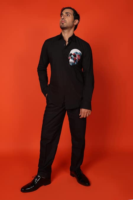 Noonoo Dead Head Cutdana Embroidered Shirt 