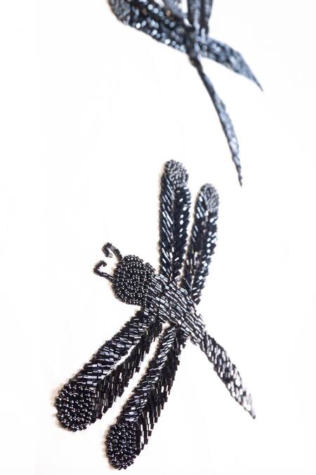 Noonoo_White Cotton Cut Work Dragonfly Cutdana Embroidered Shirt _Online_at_Aza_Fashions