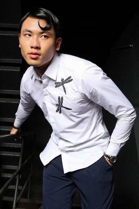 Noonoo Dragonfly Cutdana Embroidered Shirt 