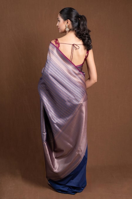 Devissha Zari Woven Stripe Banarasi Silk Saree 