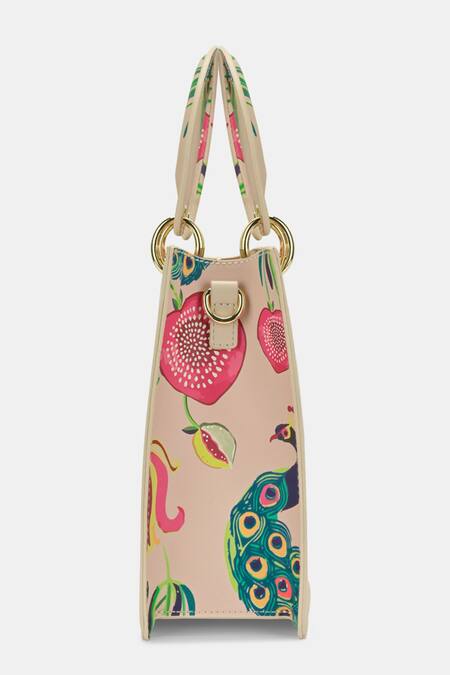 Buy Payal Singhal Accessories Pink Peacock Print Box Satchel Online at Aza Fashions Buy_Payal Singhal Accessories_Pink Peacock Print Box Satchel_Online_at_Aza_Fashions