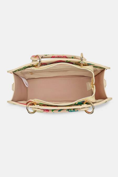 Payal Singhal Accessories Pink Peacock Print Box Satchel at Aza Fashions Payal Singhal Accessories_Pink Peacock Print Box Satchel_at_Aza_Fashions