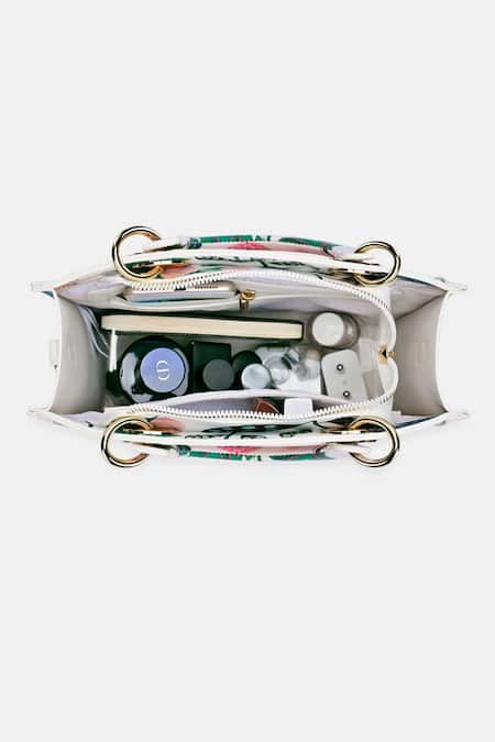 Payal Singhal Accessories White Botanical Print Box Satchel Bag at Aza Fashions Payal Singhal Accessories_White Botanical Print Box Satchel Bag_at_Aza_Fashions
