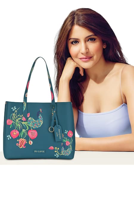 Buy Payal Singhal Accessories Blue Studs, Metallic Thread Anarmor Print Tote Bag at Aza Fashions Buy_Payal Singhal Accessories_Blue Studs, Metallic Thread Anarmor Print Tote Bag_at_Aza_Fashions
