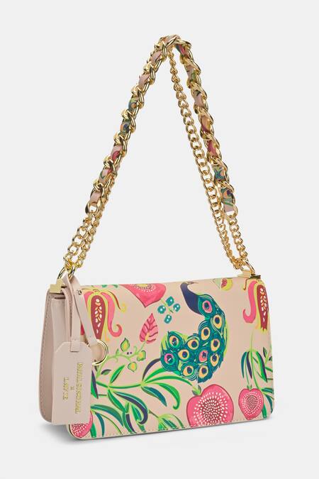 Shop Payal Singhal Accessories Pink Anarmor Print Sling Bag at Aza Fashions Shop_Payal Singhal Accessories_Pink Anarmor Print Sling Bag_at_Aza_Fashions
