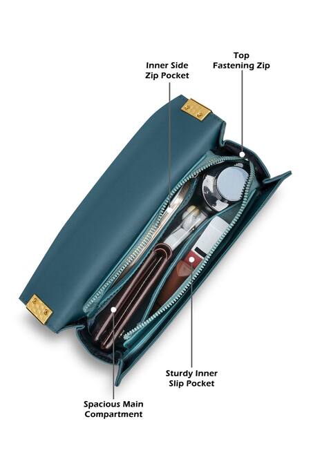 Buy Payal Singhal Accessories Blue Embroidery, Chains Teal Anarmor Print Sling Bag Buy_Payal Singhal Accessories_Blue Embroidery, Chains Teal Anarmor Print Sling Bag