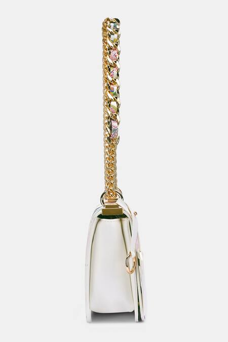 Buy Payal Singhal Accessories White Floral Print Faux Leather Sling Bag Buy_Payal Singhal Accessories_White Floral Print Faux Leather Sling Bag