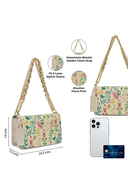Shop Payal Singhal Accessories Off White Floral Print Faux Leather Sling Bag Shop_Payal Singhal Accessories_Off White Floral Print Faux Leather Sling Bag