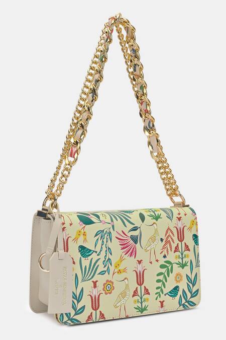 Shop Payal Singhal Accessories Off White Floral Print Faux Leather Sling Bag at Aza Fashions Shop_Payal Singhal Accessories_Off White Floral Print Faux Leather Sling Bag_at_Aza_Fashions