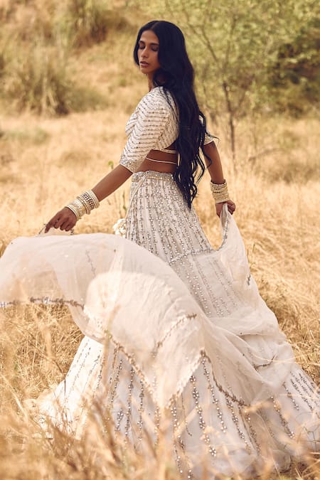 Labelmayaa Mirror Bloom Vine Embroidered Lehenga Set 