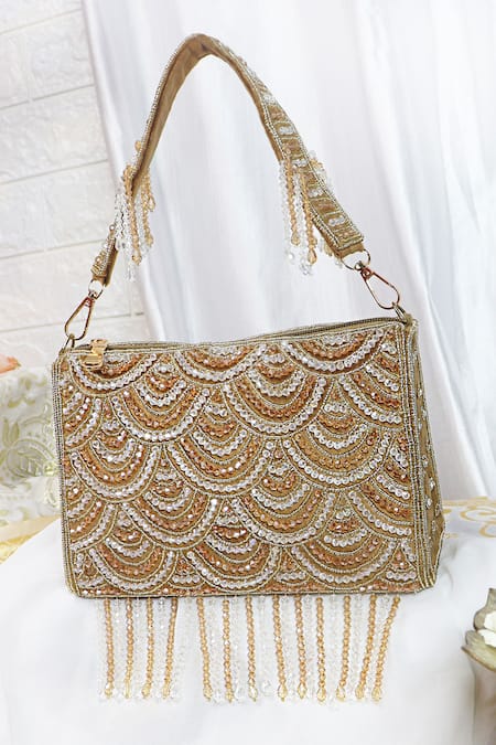 Soho Boho Studio By Aarti Thakur Embellished Handbag with Scallop Design 