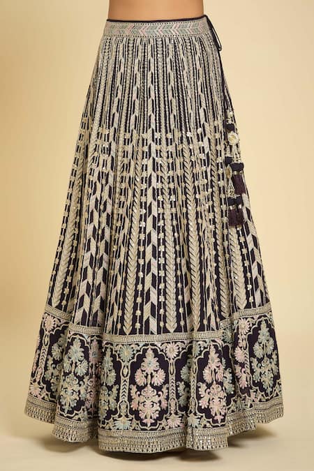 Buy Samyukta Singhania Magenta Silk, Cotton Embroidery, Sequins Plunge Neck Floral Lehenga Set Online at Aza Fashions Buy_Samyukta Singhania_Magenta Silk, Cotton Embroidery, Sequins Plunge Neck Floral Lehenga Set_Online_at_Aza_Fashions