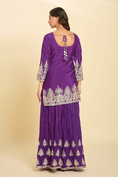 Samyukta Singhania Dori Embroidered Purple Sharara Set 