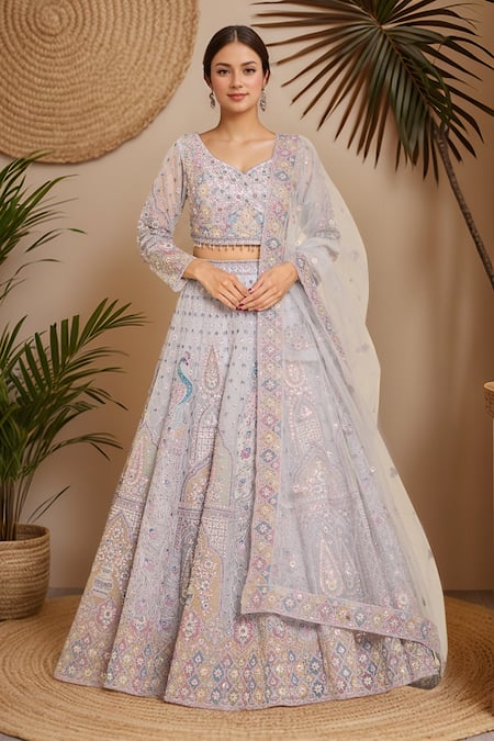Azeera Lavender Embroidered Lehenga Set 