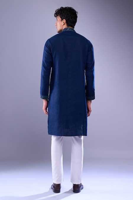 Shop Aariyana Couture Blue Cut Work Cutdana Embroidered Kurta at Aza Fashions Shop_Aariyana Couture_Blue Cut Work Cutdana Embroidered Kurta _at_Aza_Fashions