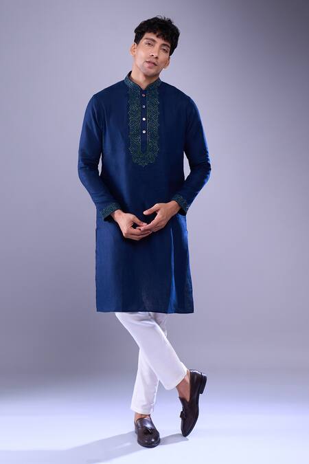 Shop Aariyana Couture Blue Cut Work Cutdana Embroidered Kurta Online at Aza Fashions Shop_Aariyana Couture_Blue Cut Work Cutdana Embroidered Kurta _Online_at_Aza_Fashions